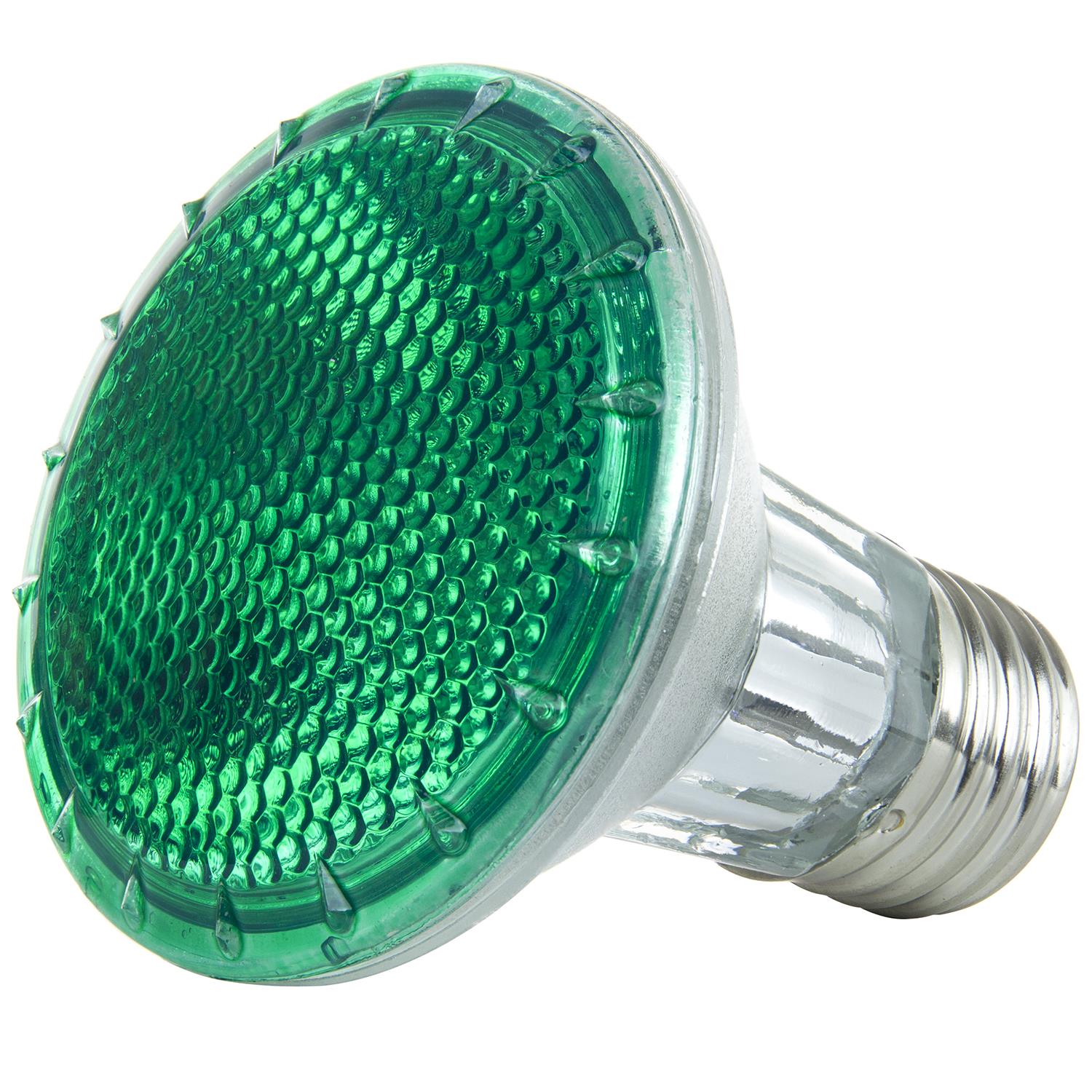 Sunlite 50 Watt, 30° Narrow Flood, Colored PAR20 Reflector, Medium Base, Green, Halogen - Cheap-Us