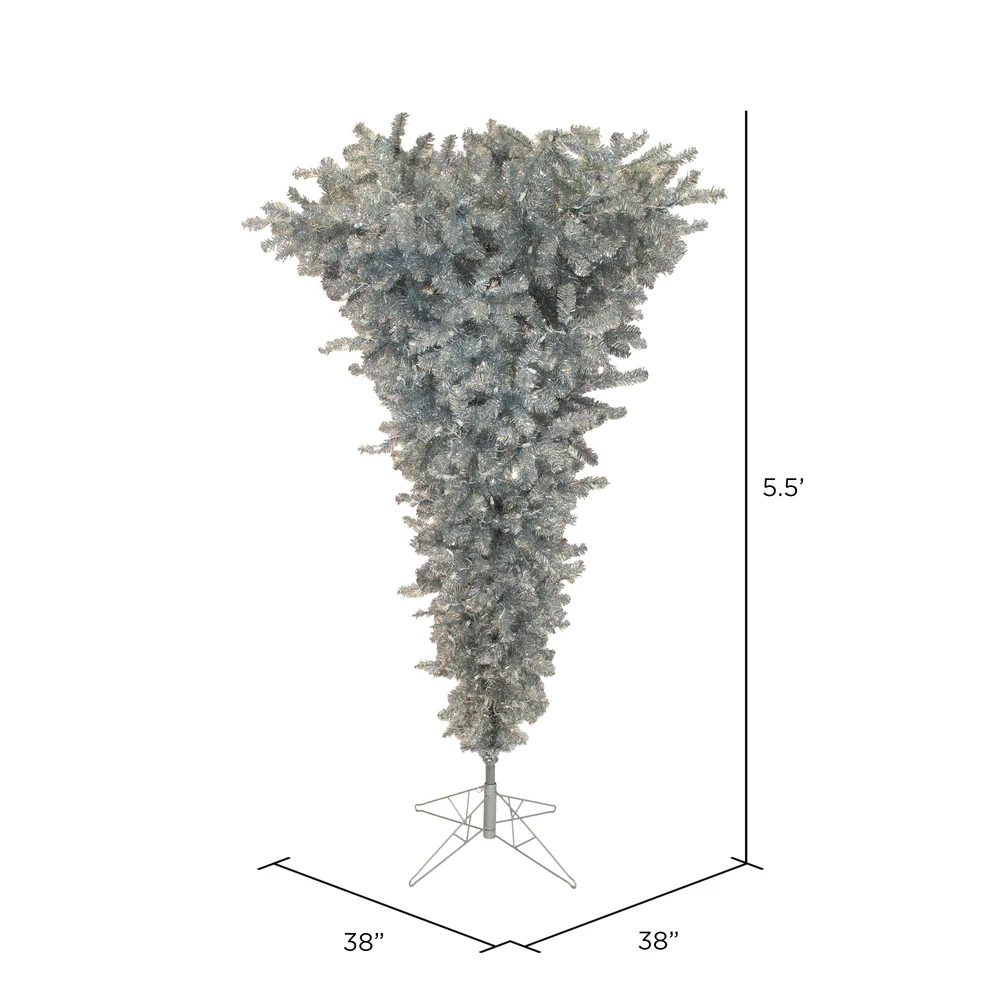 Vickerman 5.5' Silver Upside Down Artificial Christmas Tree Unlit - Cheap-Us