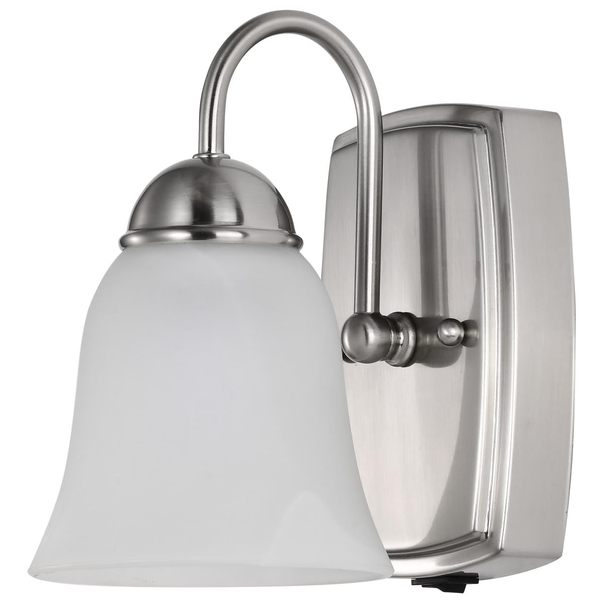 62-1569 LED 8W 1 LT VAN W/SWITCH 3000K 8 Watt; LED 1 Light Vanity Fixture; 3000K; Brushed Nickel with Alabaster Glass; With Switch - Cheap-Us