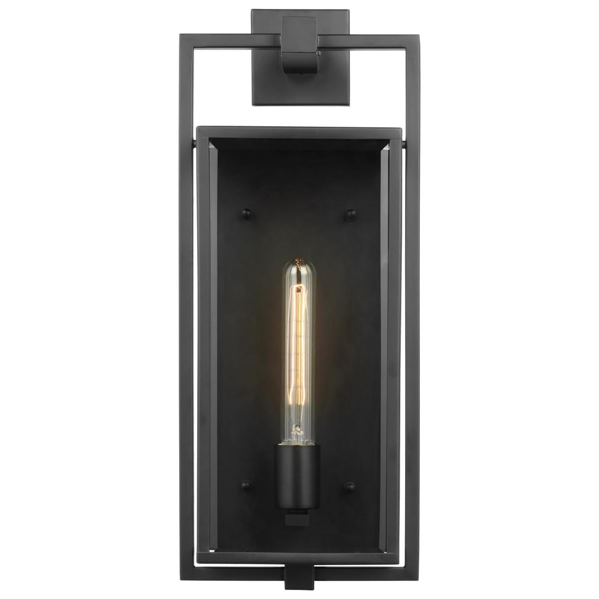 60-7545 EXHIBIT 1 LT LG WALL LANTERN Exhibit; 1 Light; Large Wall Lantern; Matte Black Finish with Clear Beveled Glass - Cheap-Us