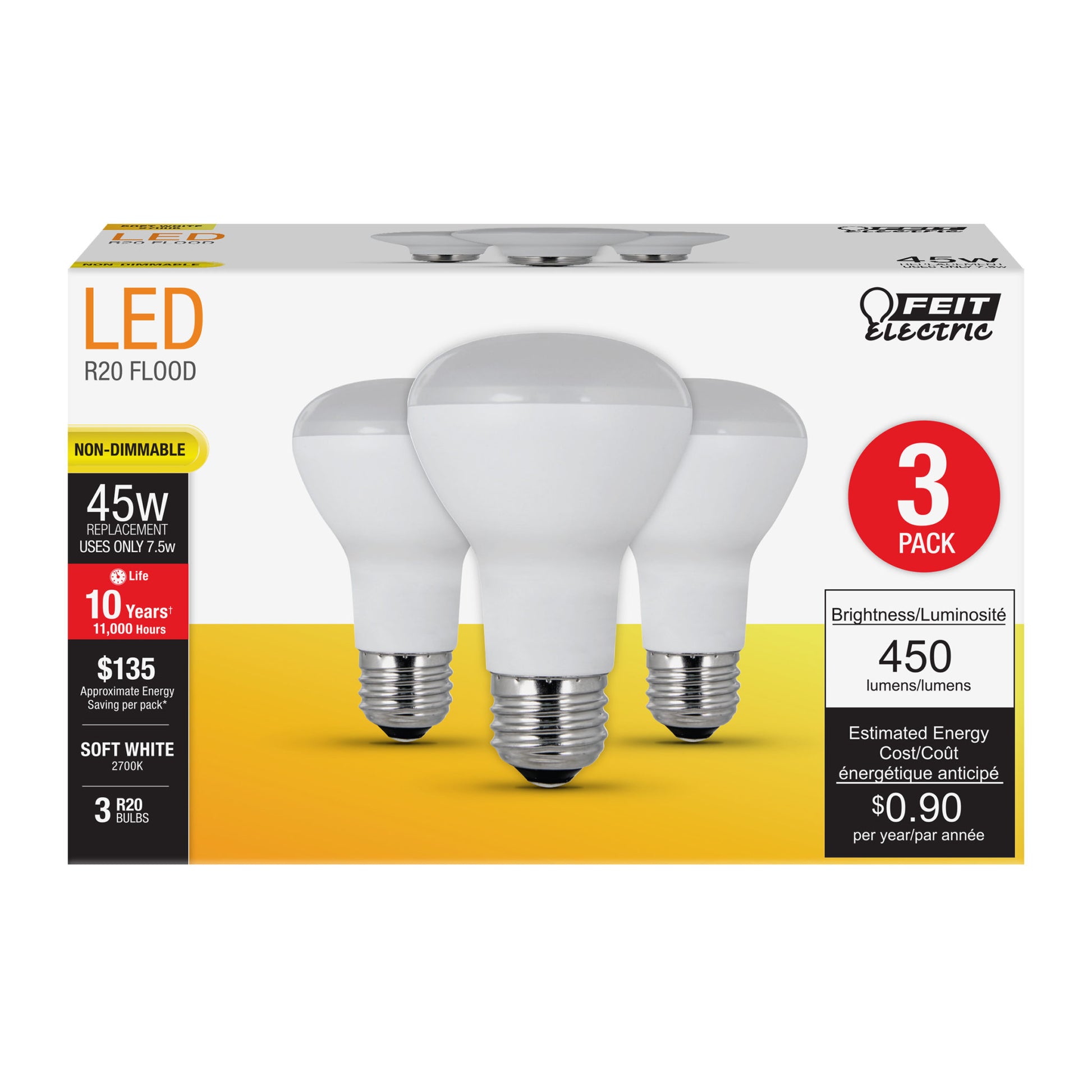 450 Lumen 2700K Non-Dimmable R20 LED - Cheap-Us