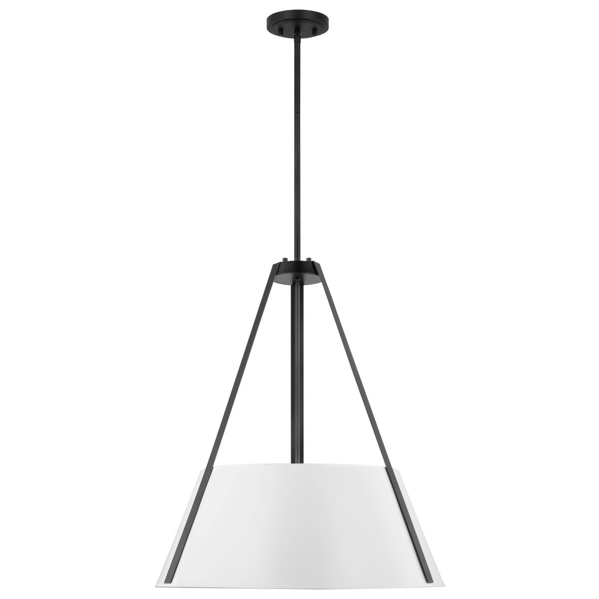 60-7697 BREWSTER 3LT PENDANT Brewster; 3 Light Pendant; Black Finish; White Metal Shade - Cheap-Us