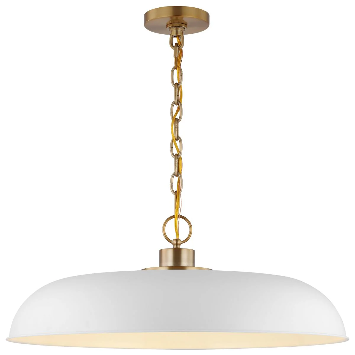 60-7486 COLONY 1 LIGHT LARGE PENDANT Colony; 1 Light; Large Pendant; Matte White with Burnished Brass - Cheap-Us