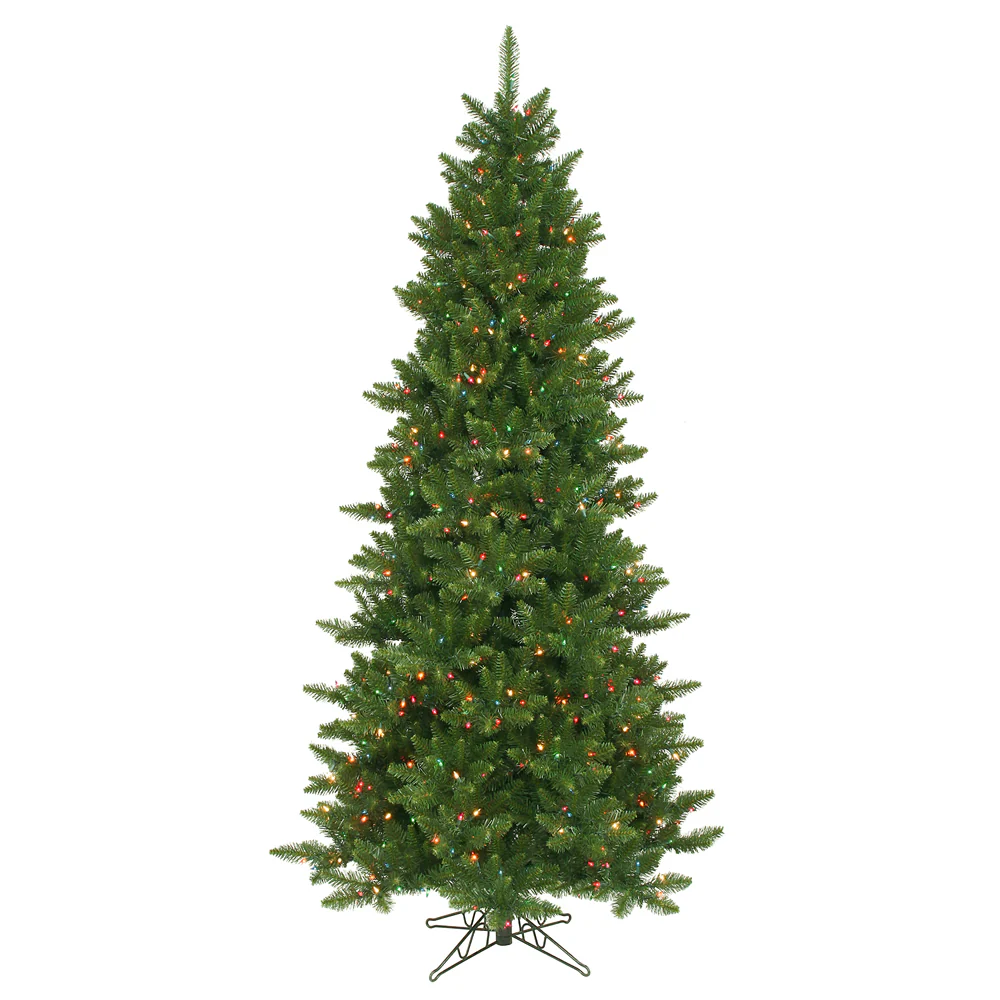 Vickerman 7.5' Camdon Fir Slim Artificial Christmas Tree Multi-colored Dura-lit LED Lights - Cheap-Us