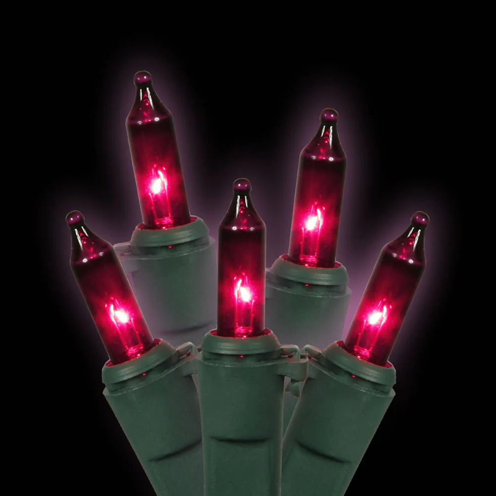 Vickerman 100 Purple Mini Light on Green Wire 33' Christmas Light Strand - Cheap-Us