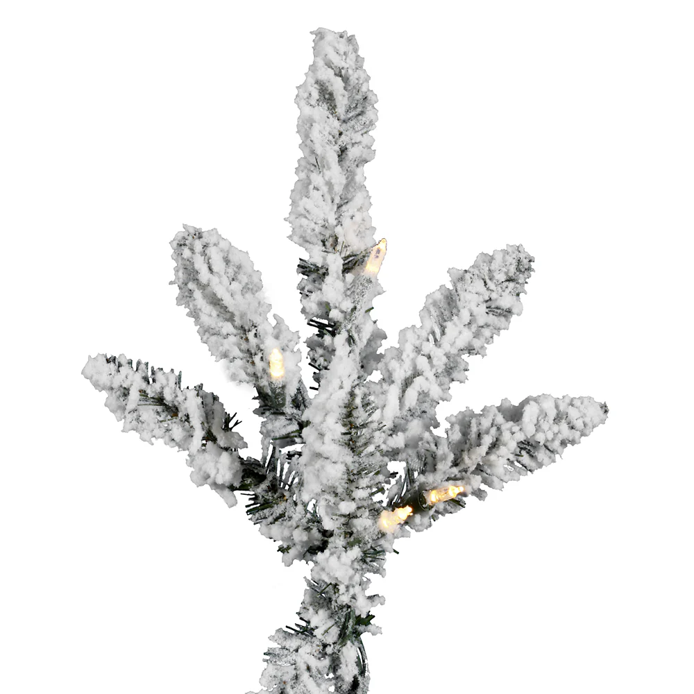 Vickerman 6.5' Flocked Utica Fir Artificial Christmas Tree Pure White LED Lights - Cheap-Us