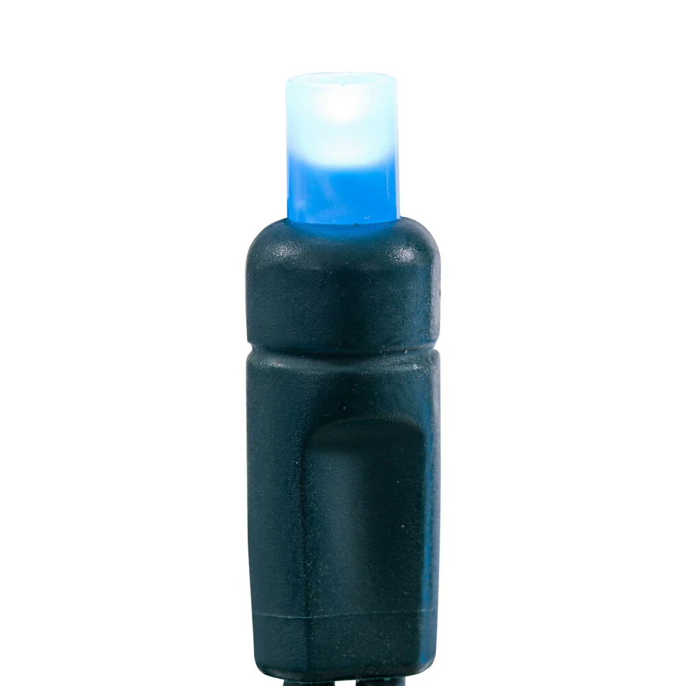 Vickerman 50 Frosted Teal Wide Angle Single Mold End-Connecting LED Light Set with 22 Gauge Green Wire, 3