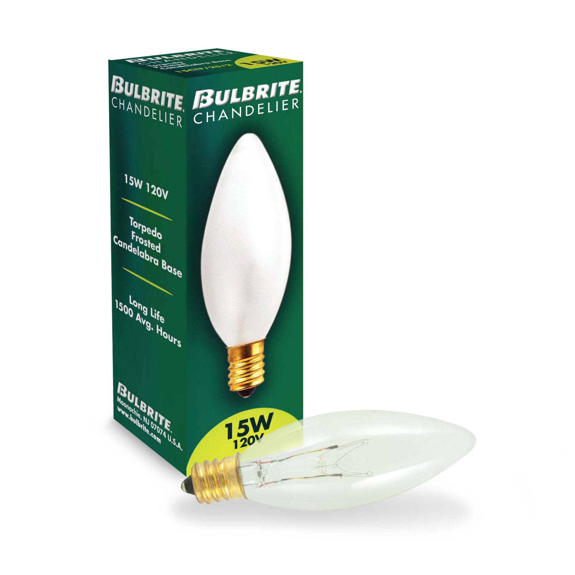 Bulbrite Torpedo 25mm, 15 Watt Dimmable B8 Incandescent Light Bulbs with E12 Candelabra Base, Clear, Pack of 50 - Cheap-Us