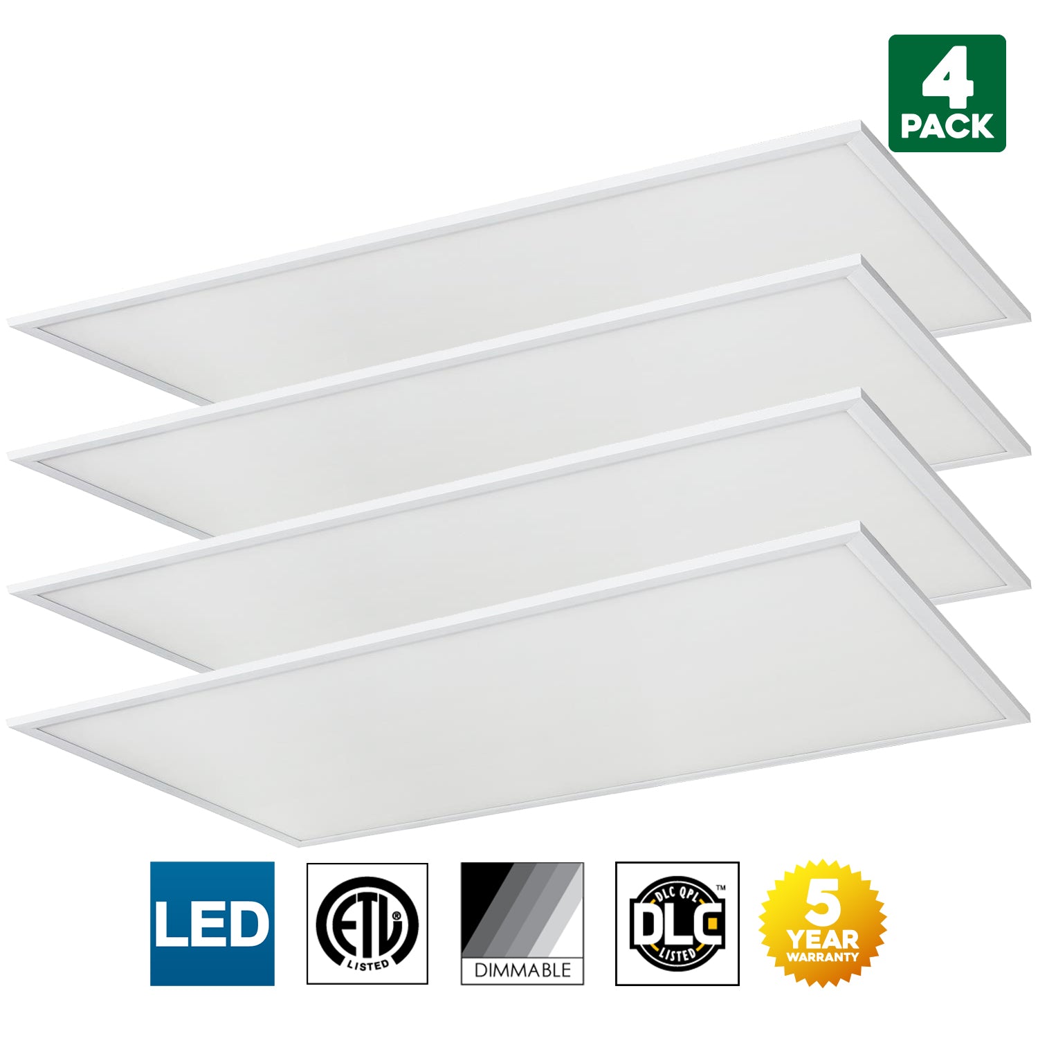 Sunlite LFX/2X4/60W/DLC/50K/D/MV/0-10V/2PK 60 Watt Integrated LED Lamp Super White - Cheap-Us
