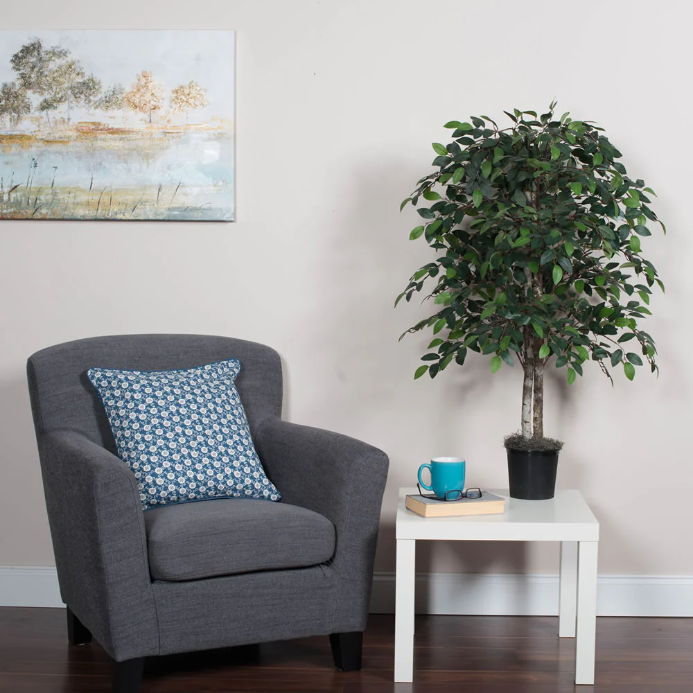 Vickerman 4' Artificial Minil Ficus Bush Black Plastic Pot - Cheap-Us