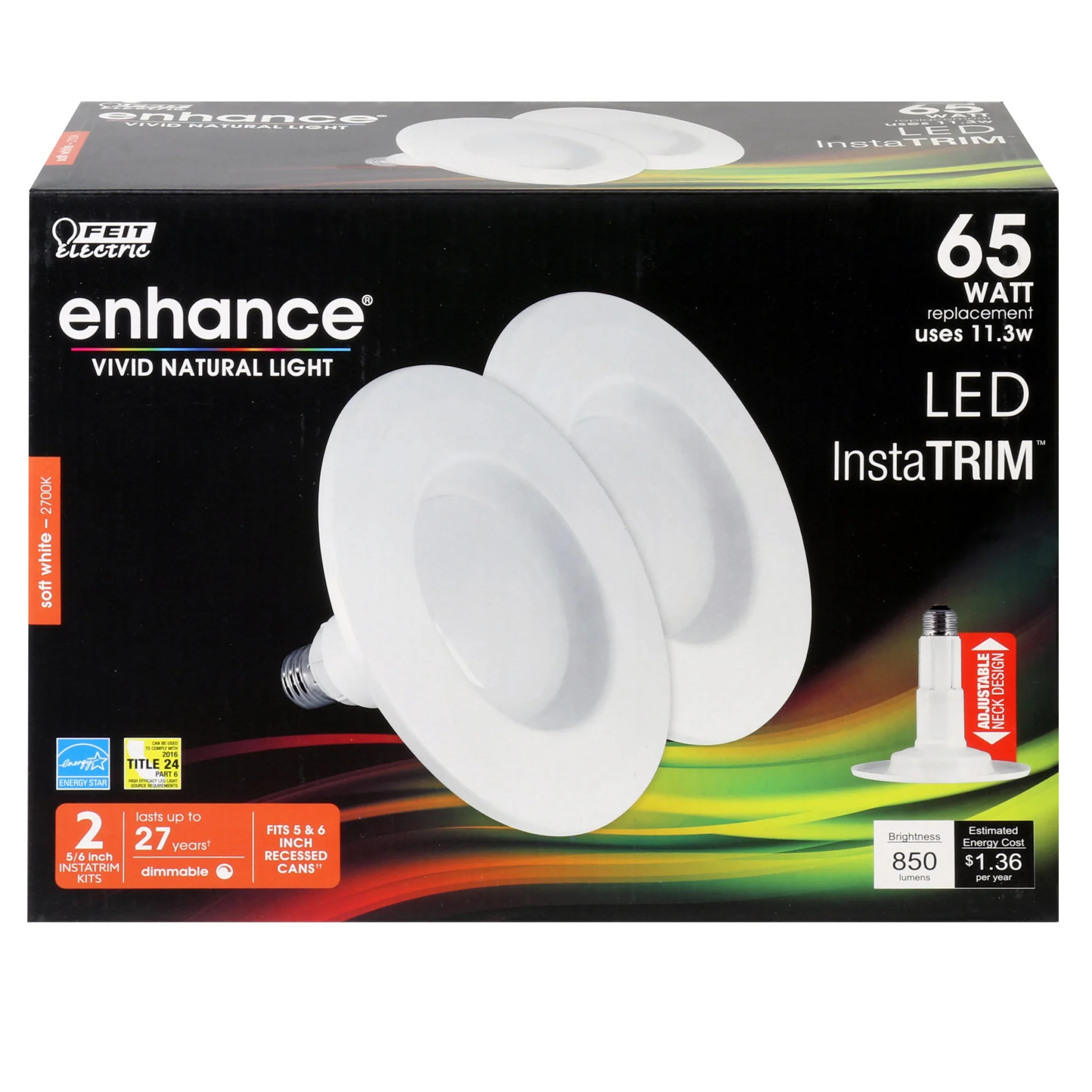 InstaTrim 5/6 in. Soft White Integrated LED Recessed Downright (2-pack) - Cheap-Us