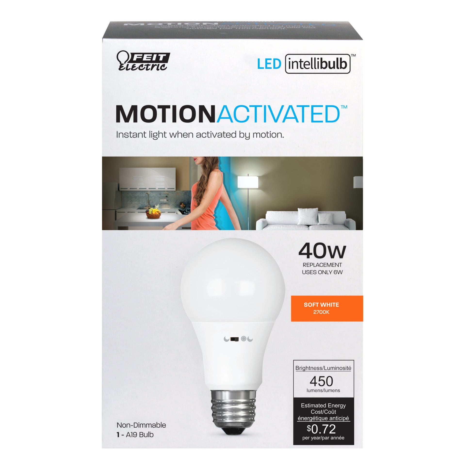 IntelliBulb Motion Activated 450 Lumen 2700K LED A19 - Cheap-Us