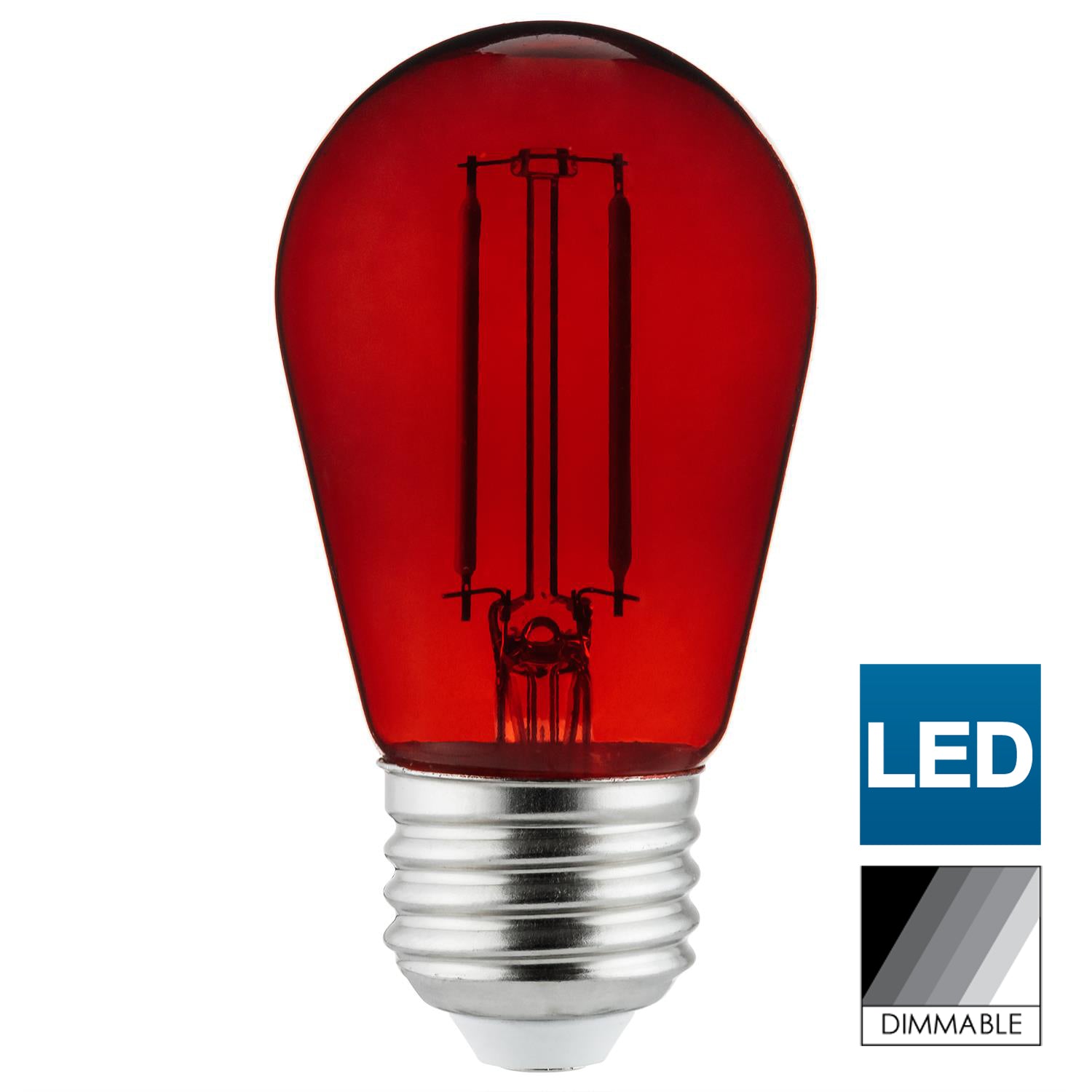Sunlite LED Transparent Red Colored S14 - 2 Watts (25W Equivalent) Medium Base (E26) Bulb - Parties, Decorative, and Holiday 15,000 Hours Average Life - Cheap-Us