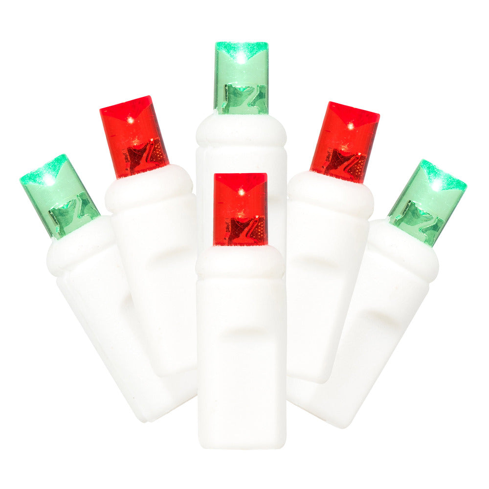 Vickerman 50 Red-Green Wide Angle LED Light on White Wire 25' Christmas Single Mold Light Strand - Cheap-Us