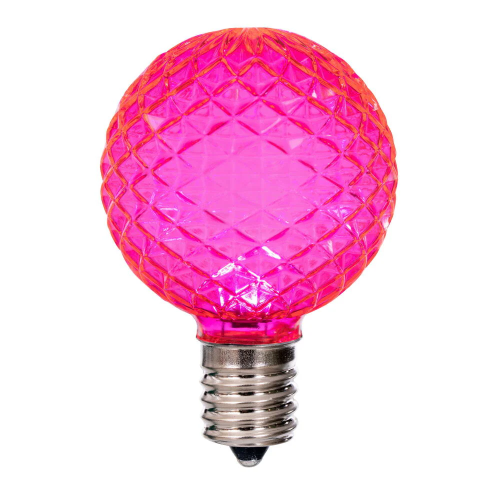 Vickerman G50 LED Pink Replacement Bulb E17/C9 Nickel Base 120V .8 Watts package of 25 - Cheap-Us