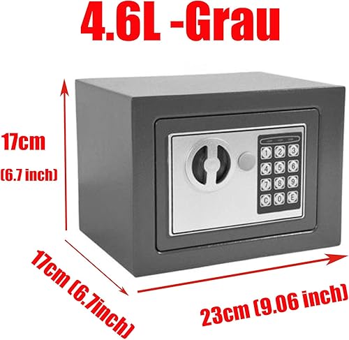 Tresor Wandtresor Möbeltresor mit Elektronikschloss Zahlenschloss und Schlüssel Mini Tresor mit Code Starker Haltbarer Stahl Safe 4.6L - Schwarz - Cheap-Us