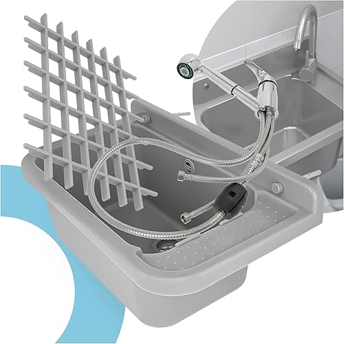 Universal-Ausgussbecken Grau 50 x 34 x 21 cm Waschbecken mit Ablage Spülbecken mit einem Gitter 36 x 30 cm Waschtrog für Garage Außen Innen Untergeschoss Werkstatt und Waschküche - Cheap-Us