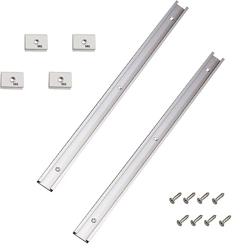 Umelee T-Schiene 400mm 2 Stück, Aluminiumlegierung T Track, T Nut Schiene, Mitra Track Jig Fixture Slot für Holzbearbeitung mit M6 Schiebern 2 Stück, M8 Schieber 2 Stück, Schrauben 8 Stück - Cheap-Us