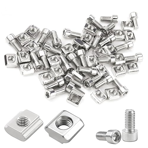 LPZMPZ 10 Stück Nutensteine M8 Set, Edelstahl T Nutenstein Nut 8 mit Schraube, Serie 3030 T-Nut-Muttern Typ B für Aluprofil, Spannpratzen, C Profil, Aluminiumprofil-Extrusionsschlitz (30-M8-Nut8) - Cheap-Us