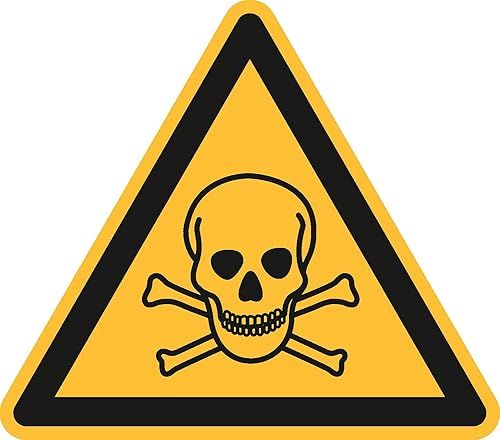 Aufkleber Warnung vor giftigen Stoffen, Selbstklebende PCV-Folie, Seitenlänge: 200 mm, ASR A1.3/ISO 7010 [W016], Warnzeichen, 20 cm - Cheap-Us