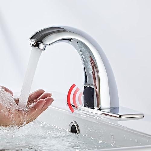Automatische Infrarot Sensor Wasserhahn, berührungslose Waschbecken mit Messingsockel für Küche, Bad, Toilette Automatische Armatur (kalt und heiß) - Cheap-Us