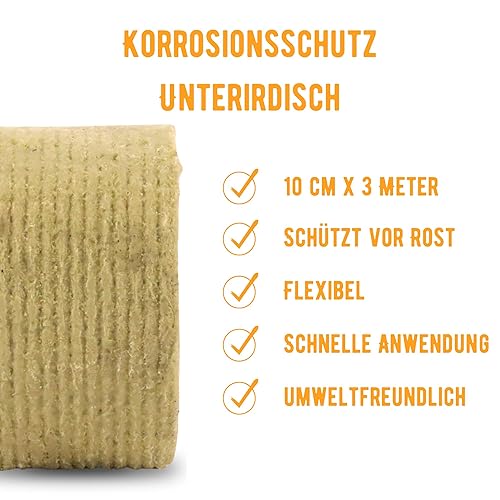 HausHeld® Korrosionsschutzbinde 50mm x 3m I Isolierband I für Erdungsverbinder, Blitzschutzgriff, Tiefenerder, Stahlrohr, Erdungsband I Rostschutz I Erdband - Cheap-Us