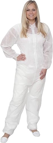 Herrmann 10 x Einweg Overall Premium Weiß Gr. XL | Overall mit Kragen | Maleroverall Schutzanzug für leichte Malerarbeiten, Lackierarbeiten, Reinigungsarbeiten | Maleranzug Schutzkleidung Einweganzug - Cheap-Us