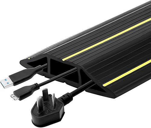 QWORK® Boden Kabelschutz 3 m, kabelabdeckung, 3 Kanäle, verbirgt und schützt Kabel, Drähte - Cheap-Us