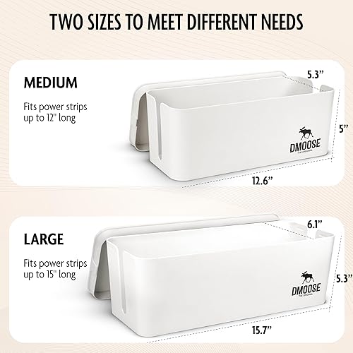 DMoose Kabelbox - 2er Pack kabelbox weiß aus ABS-Kunststoff - kabelbox mit steckdosenleiste Inhaber und kabelsammler - Kabelmanagement Box Groß & Klein, Kabel verstecken mit steckdosenbo - Cheap-Us