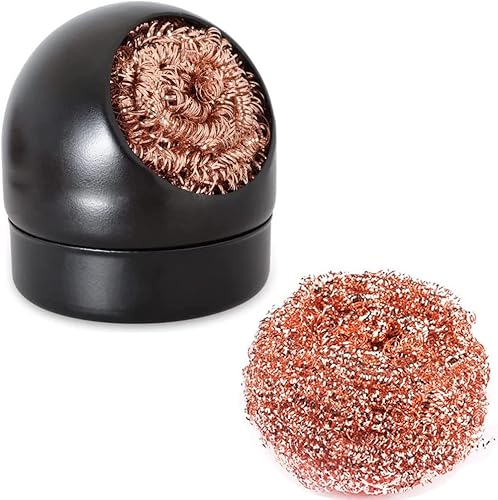 Treedix Lötkolbenspitzenreiniger, Lötspitzenreiniger, Lötspitzen-Reinigungsdraht mit Messingwolle, Lötreiniger-Zubehör, Reinigungskugel und eine Basis, Lötspitzen-Set mit weichem Messingdraht, 2 Stück - Cheap-Us