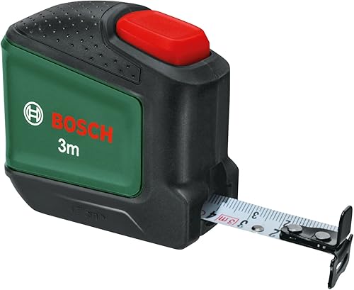 Bosch Maßband 3m (Autolock; 19mm breites Band, nylonbeschichtet, genaues 3-Meter-Maßband mit Zweirichtungshaken und Metall-Gürtelclip) - Cheap-Us