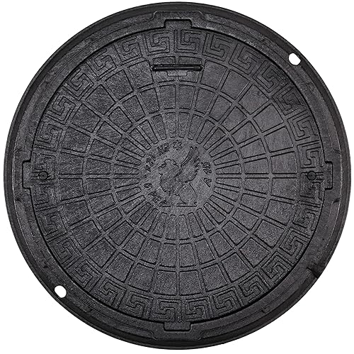 BABYLONPLAST Schachtabdeckung, Kanaldeckel DN600/750, Deckel Kunststoff Schachtdeckel A15, mit Sicherungssystem - Belastbar bis 15kN Frost- und Hitzebeständig (Grau) - Cheap-Us