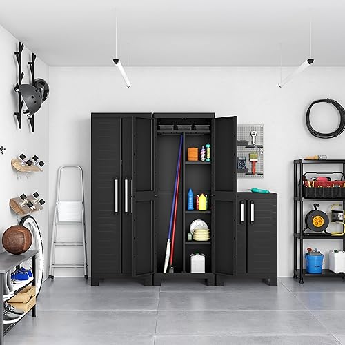 Keter Detroit, niedrig Kunststoffschrank, Kunststoff, schwarz, 65 x 45 x 97 cm - Cheap-Us