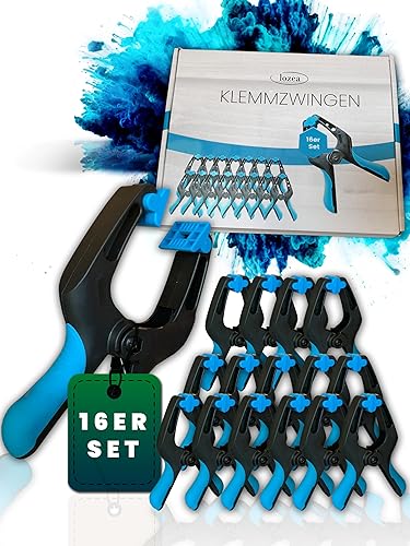 LOZEA 16er-Set Klemmzwingen mit einer Klemmkraft von 13kg & einer Spannweite von 7cm für bombenfeste & stabile Fixierungen zum Leimen, für Fotoleinwände oder als Poolplanen-Sicherung gegen Unwetter - Cheap-Us