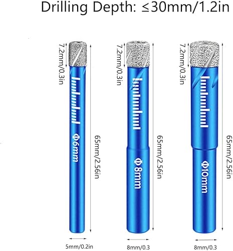 Diamantbohrer Set, Fliesenbohrer Set 7-tlg(5, 6, 8, 10,12,14,16mm), Sechskant-Schaft, Diamant Bohrer Set, bohrer diamantbohrer fliesenbohrer für Keramik Granit Porzellan Fliesen - Cheap-Us