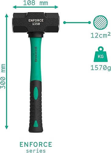 Langer Fäustel 3LB mit 2K Fiberglasstiel 30cm aus der ENFORCE Serie von WIESEMANN 1893 I Hammer Kopf geschmiedet & induktiv gehärtet I 81253 - Cheap-Us