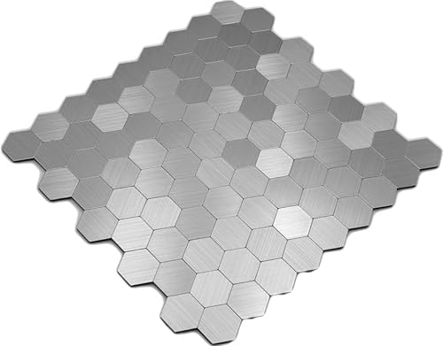 Mosaik Fliese selbstklebend Aluminium silber metall Hexagon metall für WAND KÜCHE FLIESENSPIEGEL THEKENVERKLEIDUNG Mosaikmatte Mosaikplatte - Cheap-Us