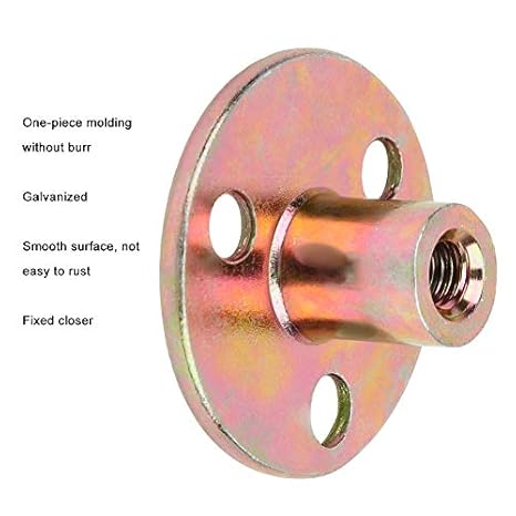 5-teilige Flanschmuttern, M6 M8 M10 Verzinktes Eisen Glatte Oberfläche T-Mutter Flansch 3-Loch-T-Stück aus verzinktem Eisen, runde Basis zur Befestigung von Verbindungsmöbeln (M10) - Cheap-Us