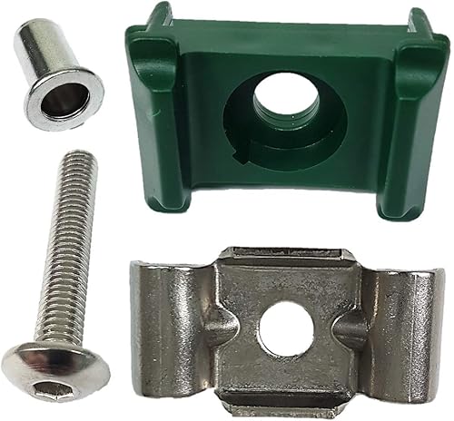 DSK / Rhehag Zaunpfosten-Montageset Doppelstabzaun grün 6005 Butterfly V2A 10 Stück, 5,5 mm Innensechskant und Nietvorrichtung erforderlich - Cheap-Us