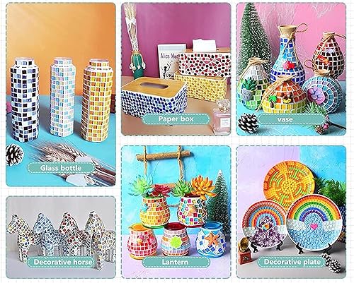 BTMIEY 200 g bunte Kristall-Mosaik-Fliesen, kleine Mini-Mosaik-Fliesen zum Basteln, für Badezimmer, Küche, Heimdekoration, DIY Kunstprojekte (rote Serie) - Cheap-Us