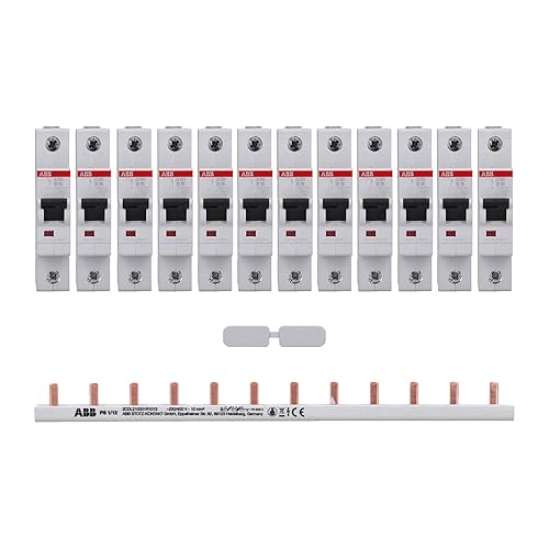 ABB Set 12x Leitungsschutzschalter S201-B16 + 1x Phasenschiene PS1/12 + Endkappen PS-END - Cheap-Us