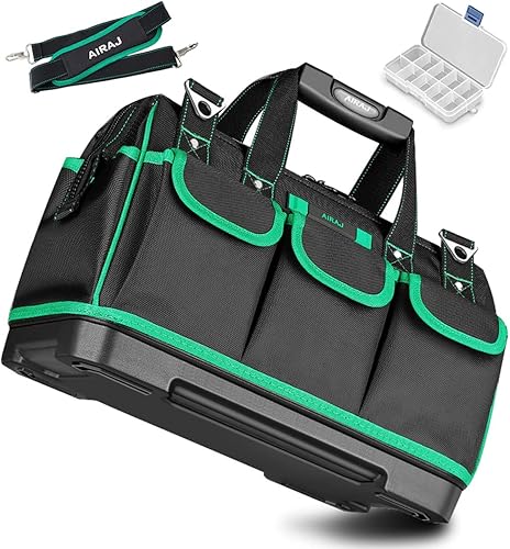 AIRAJ 18 Zoll Werkzeugtasche,Wasserdichte Werkzeugtaschen,Adjustable shoulder strap,thickened plastic hard bottom.Professionelle Werkzeugtasche für Haushalt, Elektriker und Wartung - Cheap-Us