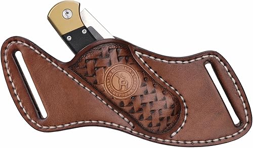 TOURBON Leder-Taschenmesser-Etui für Gürtel, EDC-Holster, Taschenmesser, Werkzeugtasche, handgefertigtes Geschenk für Herren - Cheap-Us