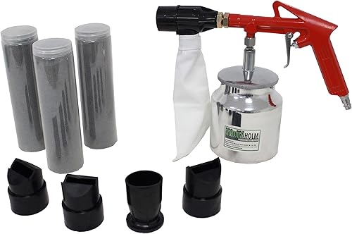 TRUTZHOLM Druckluft Sandstrahlpistole Luftdruck Sandstrahlgerät 4 Düsen (Flächen- Punkt- Außenkanten- Innenkantendüse), 2,5kg Strahlmittel, 1x Auffangbeutel - Cheap-Us
