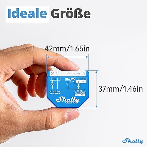 Shelly Wave 1PM, Z-wave Smart Schalter Relais, 1 Kanal, 16 A, mit Strommessung, Hausautomation, Z-Wave-Gateway erforderlich, Geringer Stromverbrauch, Repeater, Hohe Kompatibilität - Cheap-Us