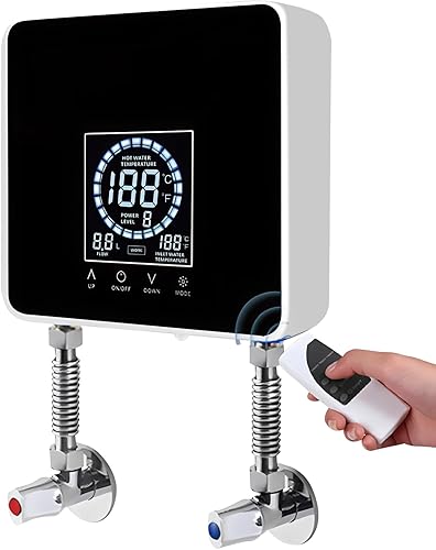 JAOGAUS Elektrische Durchlauferhitzer, 7500W Küche Durchlauferhitzer Tankless mit LED Digitalanzeige Panel, Warmwasserbereiter Energie Sparen, Schnelles Aufheizen, Touchscreen, Fernbedienung - Cheap-Us
