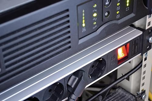 Brennenstuhl Alu-Line Steckdosenleiste 8-Fach mit Überspannungsschutz (Steckerleiste in 19 Zoll Format und mit 2m Kabel) - Cheap-Us