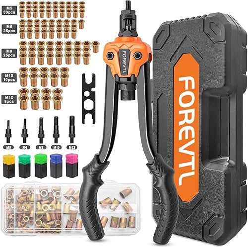 FOREVTL Nietmutternzange Set inkl. 98 Nietmuttern | Dorne in M5-M12 | Gewindenieten Zange Set Mit Koffer - Cheap-Us