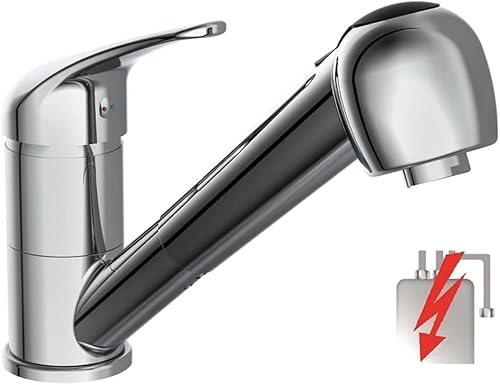 SCHÜTTE ULTRA Küchenarmatur mit Brause ausziehbar, Einhebelmischer für Niederdruck, Wasserhahn mit zwei verschiedenen Funktionen für die Küche, Geschirrbrause mit Antikalknoppen 94710 - Cheap-Us