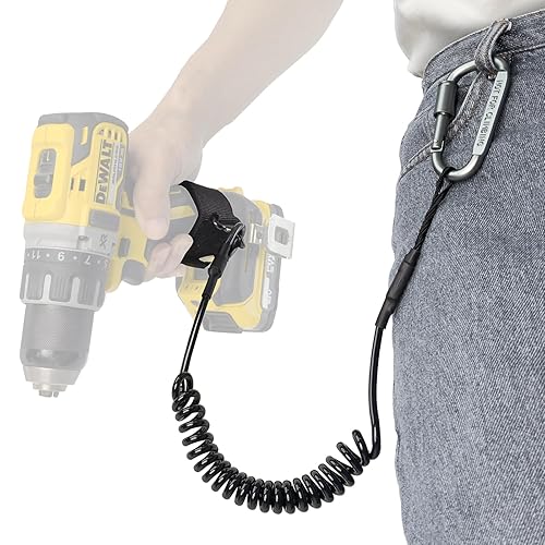 otuiaim Ausziehbares Werkzeugband für Akkubohrer mit Karabinerhaken & Klettverschluss, 160 cm Anti-Fall Sicherungsband für Elektrowerkzeuge, 5 KG Tragfähigkeit Sicherheitsleine - Cheap-Us
